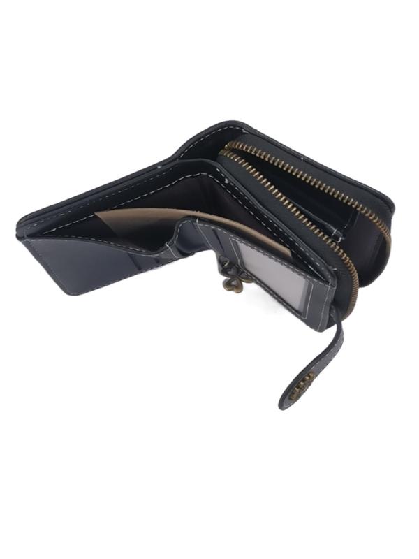 Fashionable Solid Color Zipper Wallet, 2024 New Style Casual Multi Card Slot Coin Purse with Charm, Simple All-match Short Wallet for Daily Travel Work Commute