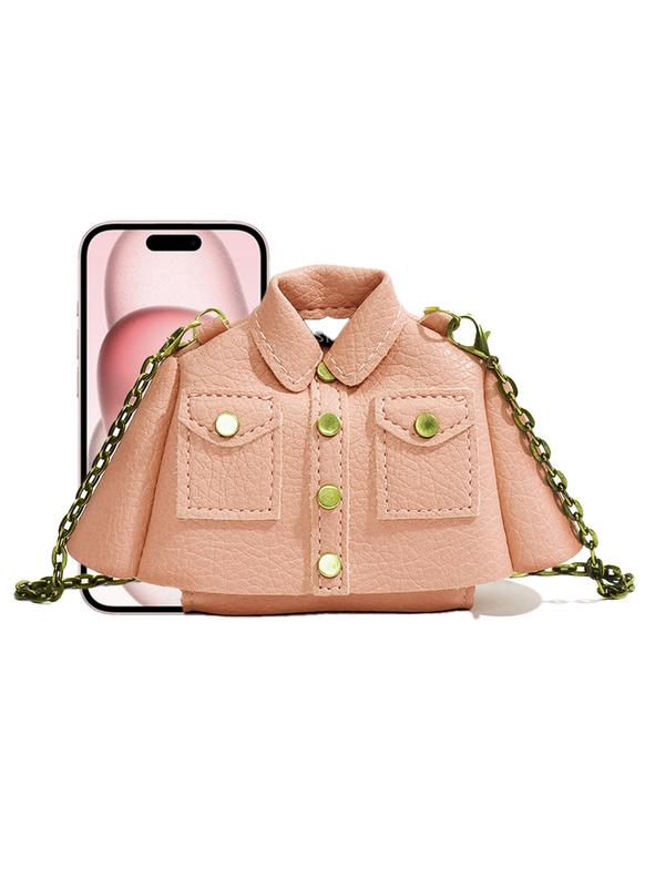 Women's Cute Chain Decor Crossbody Bag, Fashionable Jacket Shaped Shoulder Bag for Daily Used, Casual Trendy Versatile High-quality Daily Commuting Bag