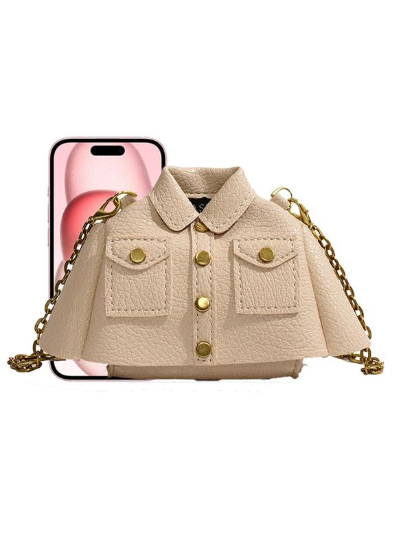 Women's Cute Chain Decor Crossbody Bag, Fashionable Jacket Shaped Shoulder Bag for Daily Used, Casual Trendy Versatile High-quality Daily Commuting Bag