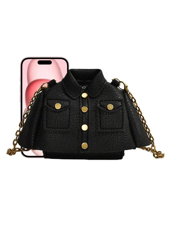 Women's Cute Chain Decor Crossbody Bag, Fashionable Jacket Shaped Shoulder Bag for Daily Used, Casual Trendy Versatile High-quality Daily Commuting Bag