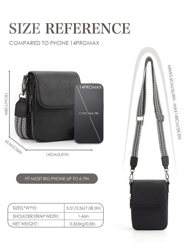 Women's Fashionable PU Leather Crossbody Bag, Casual Versatile Triple Compartment Cell Phone Crossbody Wallet with Card Slots, Trendy All-match Commuter Bag for Daily Used