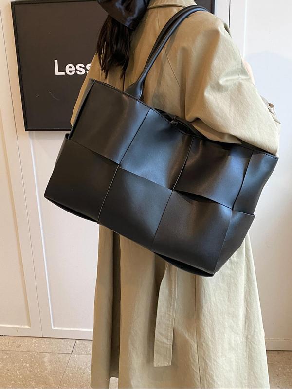 Women's Solid Color Tote Bag, Fashionable Large Capacity Shoulder Bag for Daily Used, Casual Trendy Versatile High-quality Daily Commuting Bag, Girl Fashionable Shopping Bag