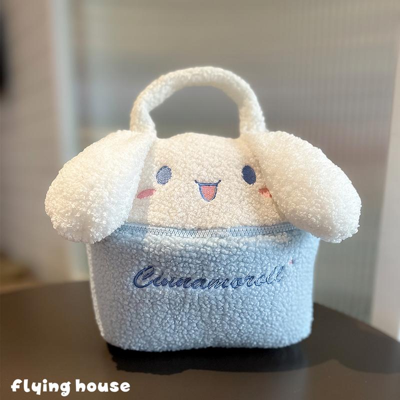 Kuromi Cinnamoroll Cosmetic Bag Cute Anime My Melody Plush Bag Handbag Japanese Style Cosmetic Storage Bag High-capacity Girl