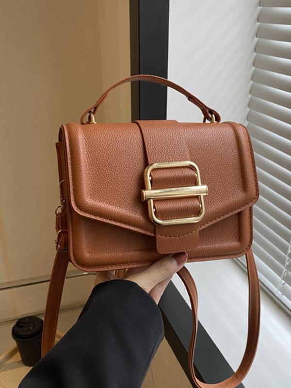 Women's Solid Color PU Leather Crossbody Bag, Fashionable Versatile Bag, Simple All-match Shoulder Bag for Daily Life