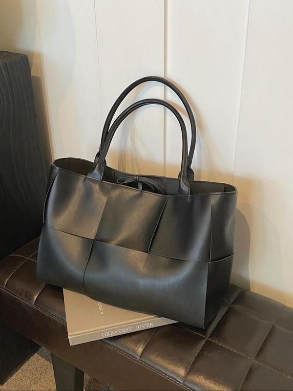 Women's Solid Color Tote Bag, Fashionable Large Capacity Shoulder Bag for Daily Used, Casual Trendy Versatile High-quality Daily Commuting Bag, Girl Fashionable Shopping Bag