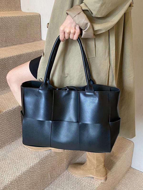 Women's Solid Color Tote Bag, Fashionable Large Capacity Shoulder Bag for Daily Used, Casual Trendy Versatile High-quality Daily Commuting Bag, Girl Fashionable Shopping Bag