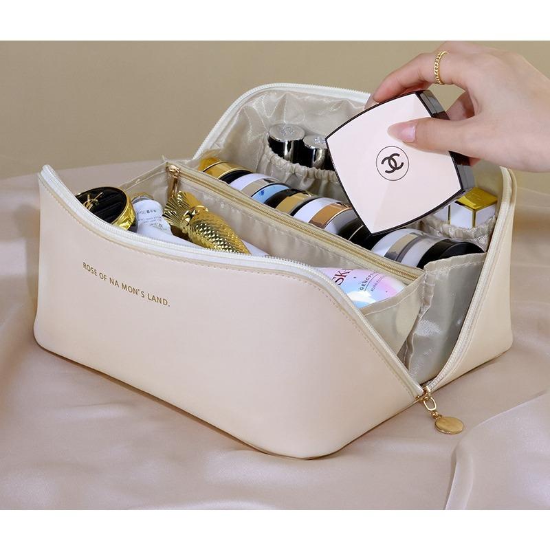 2024 New Portable Cosmetic Bag Organizer, Large Capacity Travel Multifunctional Princess Cosmetic Bag Travel Bag, Large Capacity Women's Cosmetic Bag, Waterproof Carrying Bag, Open Flat Bottom Cosmetic Bag with Compartments, Cosmetic Organizer with Handle