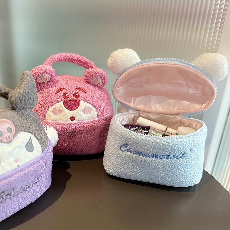 Kuromi Cinnamoroll Cosmetic Bag Cute Anime My Melody Plush Bag Handbag Japanese Style Cosmetic Storage Bag High-capacity Girl