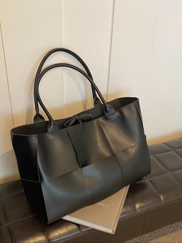 Women's Solid Color Tote Bag, Fashionable Large Capacity Shoulder Bag for Daily Used, Casual Trendy Versatile High-quality Daily Commuting Bag, Girl Fashionable Shopping Bag