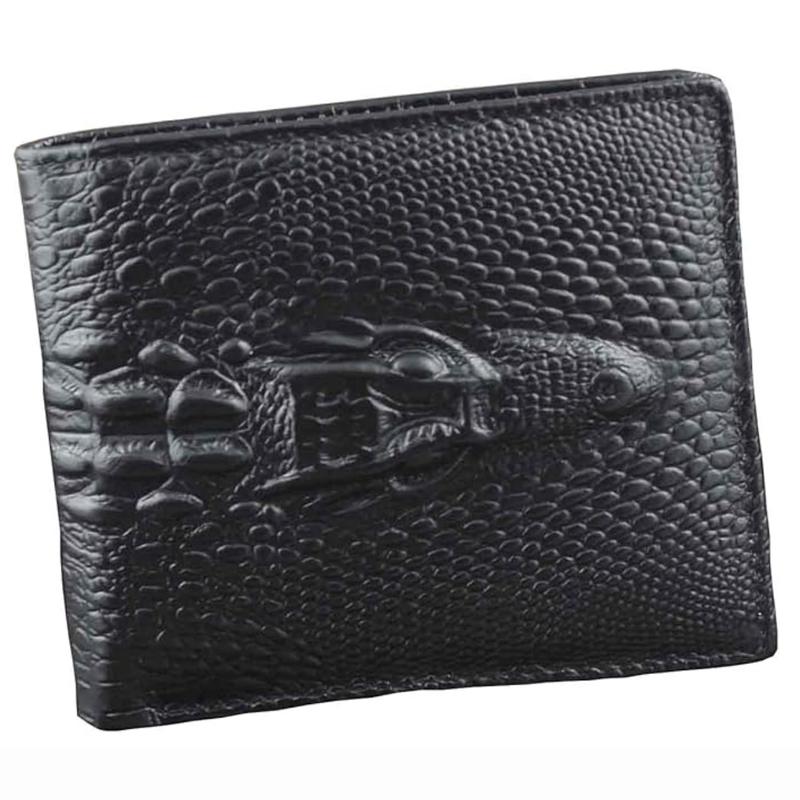 Crocodile Alligator Head Real Leather Men Bifold Slim Coin bill Wallet Purse