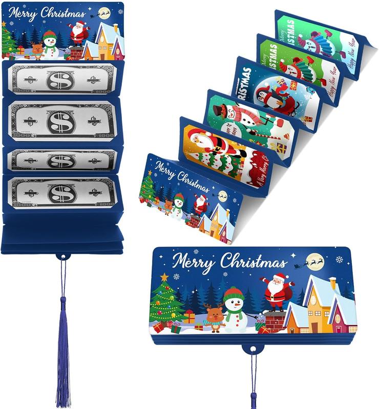 Christmas Money Holder or Gift Card Holder Christmas Surprise Money Holder with 10 Slots Xmas Gift Card Holder for Christmas Cash Gift Card Supplies(Blue,Stylish)