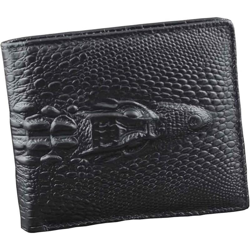 Crocodile Alligator Head Real Leather Men Bifold Slim Coin bill Wallet Purse