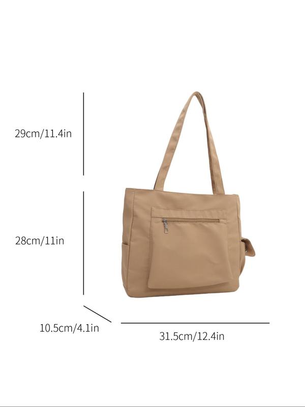 Women's Casual Plain Zipper Tote Bag, Large Capacity Shoulder Bag, Trendy All-match Underarm Bag for Daily Use