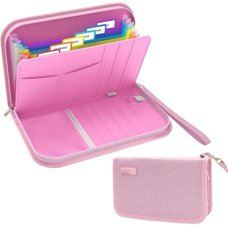 13 Pockets Receipt Coupon Organizer with Card Holder, Mini Expandable Ticket Storage & Card Case with Labels,Check Bill Invoice Cash Sorter Wallet,for Home, Purse