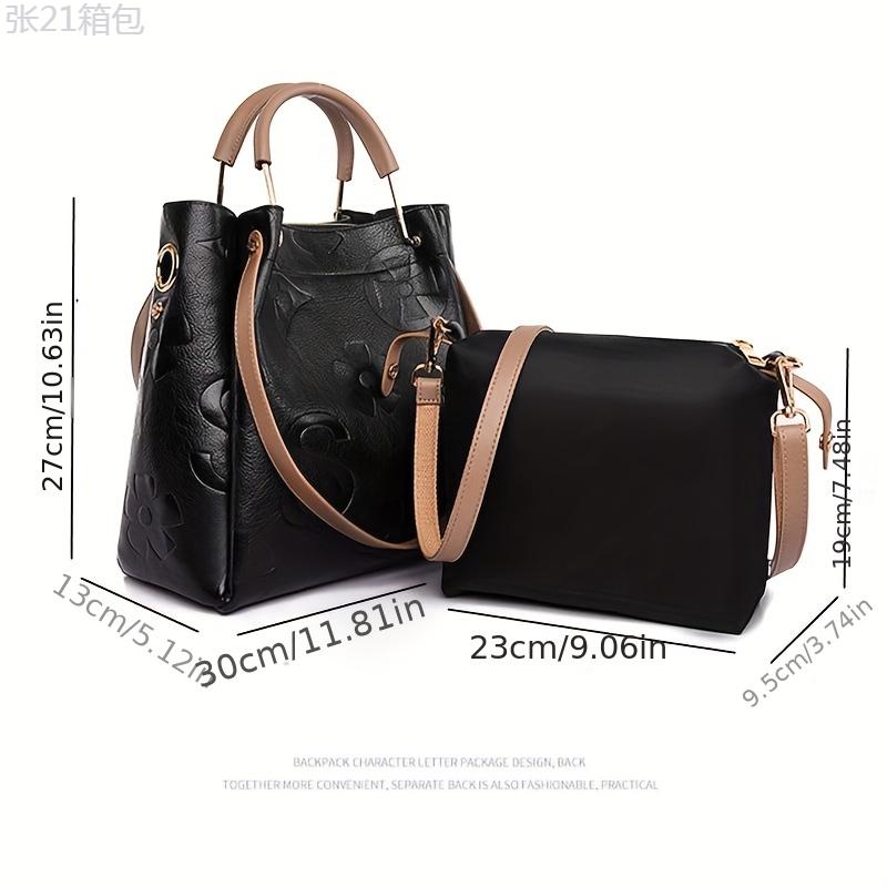 Classic Elegant Flower Embossed Satchel Handbag, Fashionable All-Match Bag For Work