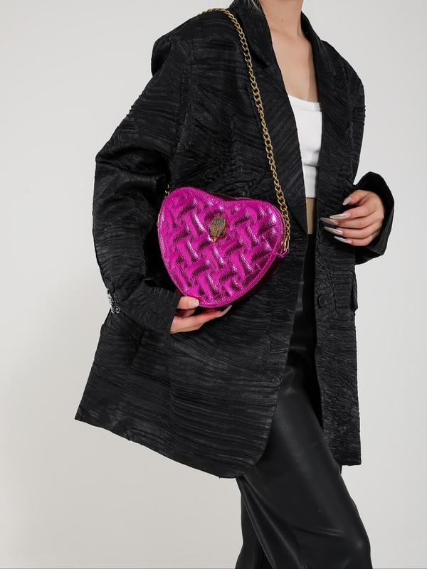 Fashion Quilted Decor Heart Shaped Bag, Casual Pu Leather Crossbody Bag with Chain Strap, Trendy All-match Commuter Bag for Daily Used