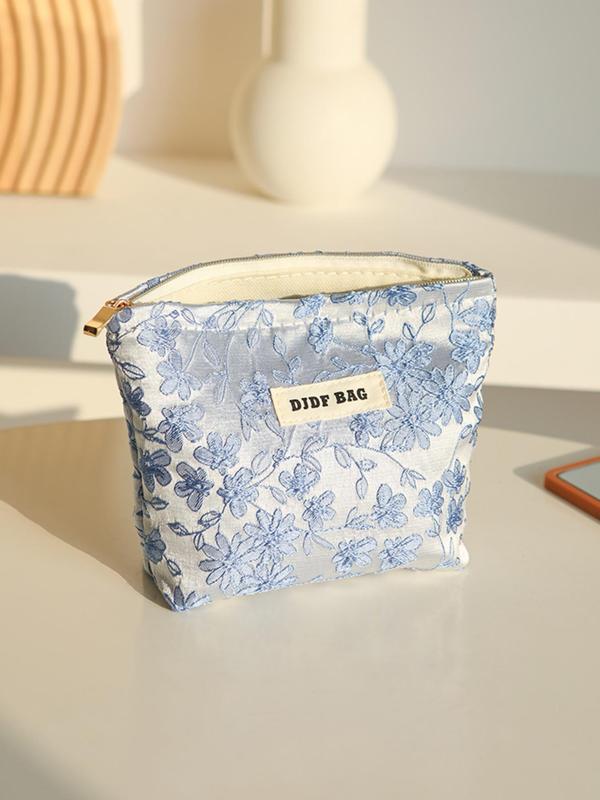 Floral Pattern Makeup Bag, Portable Cosmetic Storage Bag, Zipper Makeup Organizer Pouch, Versatile Storage Bag for Travel, Gym, Office, Home