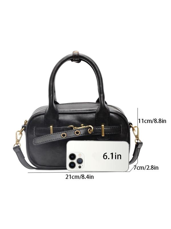 Women's Solid Color Crossbody Bag, Fashionable PU Leather Shoulder Bag for Daily Used, Casual Trendy Versatile High-quality Daily Commuting Bag