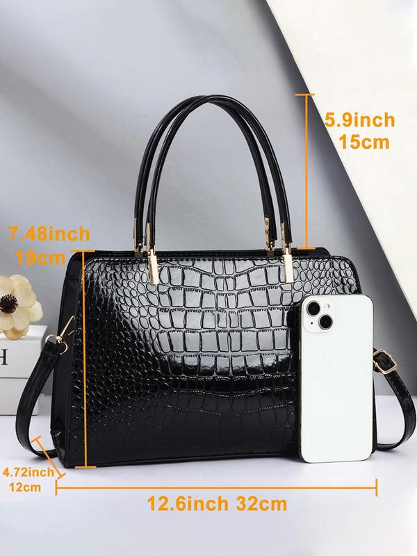 Women's Elegant Geometric Embossed Handbag, Trendy Minimalist Crossbody Bag, Chic All-match Handbag for Daily & Work Use