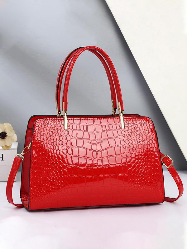 Women's Elegant Geometric Embossed Handbag, Trendy Minimalist Crossbody Bag, Chic All-match Handbag for Daily & Work Use