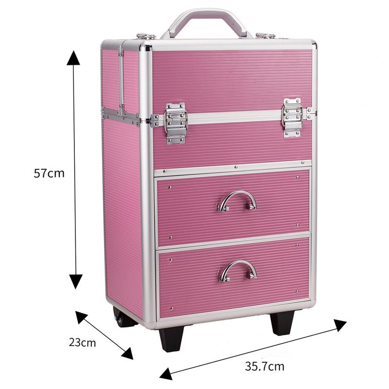 Gifts for Mom, 4 Tier Lockable Cosmetic Makeup Train Case with Extendable Trays, Mother's Day Gifts for Mom, Pink