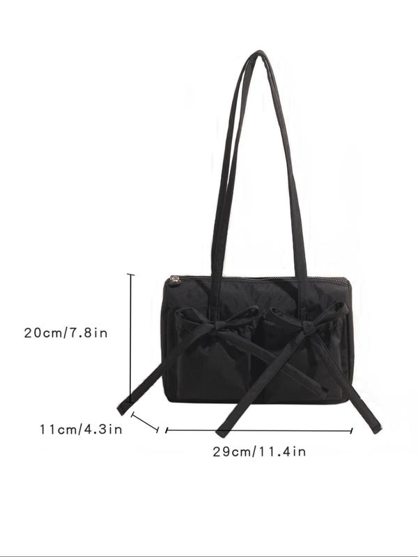 Women's Bow Decorated Crossbody Bag, Fashionable Solid Color Shoulder Bag for Daily Used, Casual Trendy Versatile High-quality Daily Commuting Bag