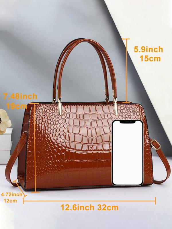 Women's Elegant Geometric Embossed Handbag, Trendy Minimalist Crossbody Bag, Chic All-match Handbag for Daily & Work Use