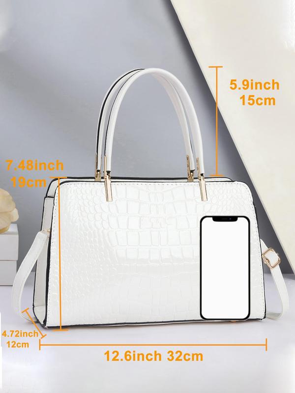 Women's Elegant Geometric Embossed Handbag, Trendy Minimalist Crossbody Bag, Chic All-match Handbag for Daily & Work Use