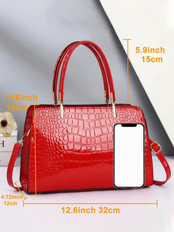 Women's Elegant Geometric Embossed Handbag, Trendy Minimalist Crossbody Bag, Chic All-match Handbag for Daily & Work Use