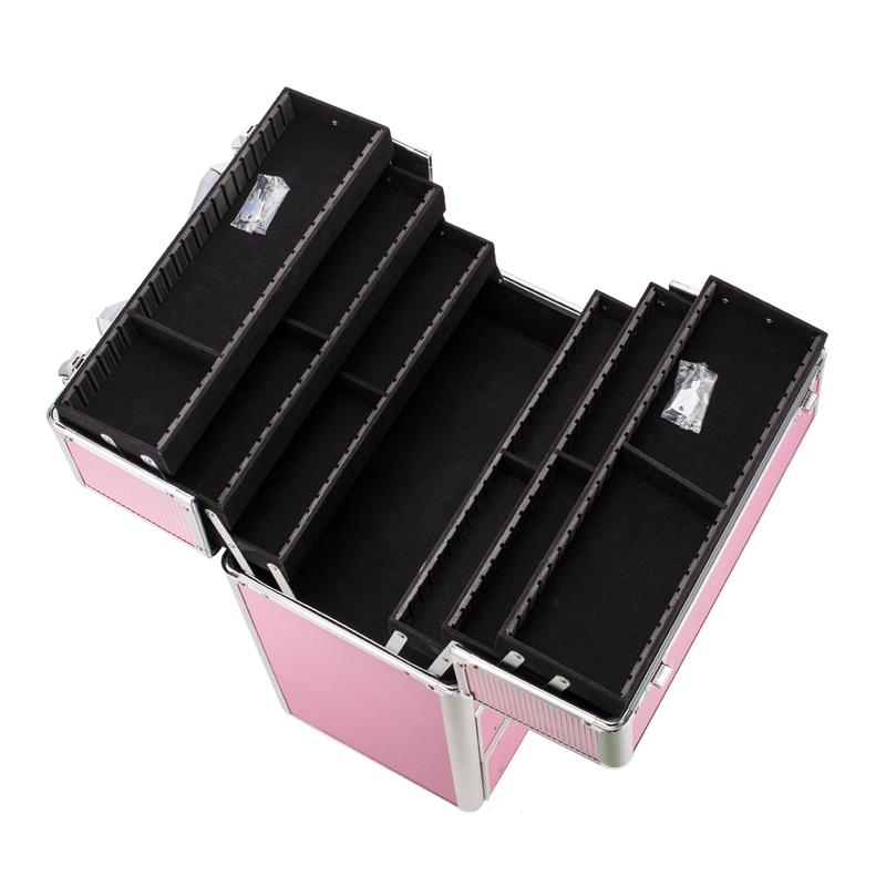 Gifts for Mom, 4 Tier Lockable Cosmetic Makeup Train Case with Extendable Trays, Mother's Day Gifts for Mom, Pink