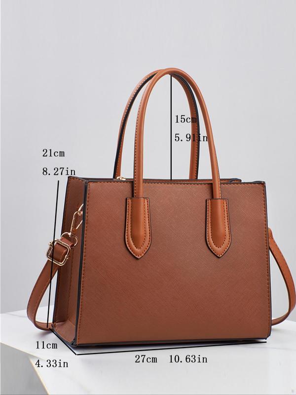 Women's Elegant Solid Color High-Capacity Handbag, Fashionable Pu Leather Crossbody Bag for Daily Used, Casual Trendy Versatile High-quality Daily Commuting Bag