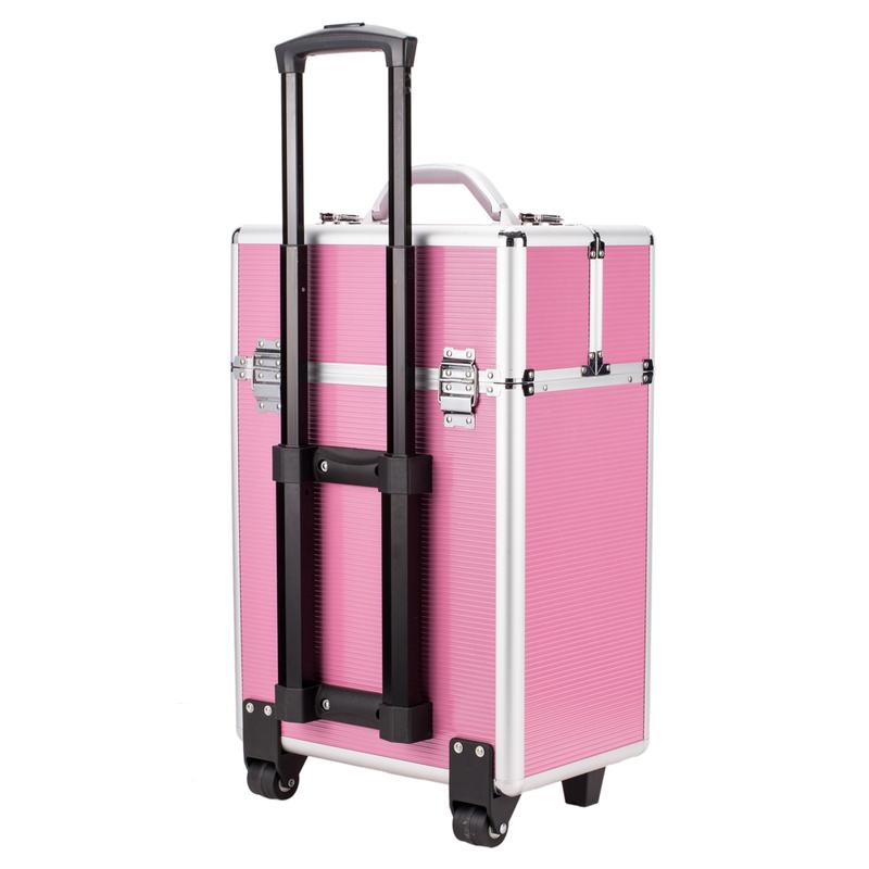 Gifts for Mom, 4 Tier Lockable Cosmetic Makeup Train Case with Extendable Trays, Mother's Day Gifts for Mom, Pink