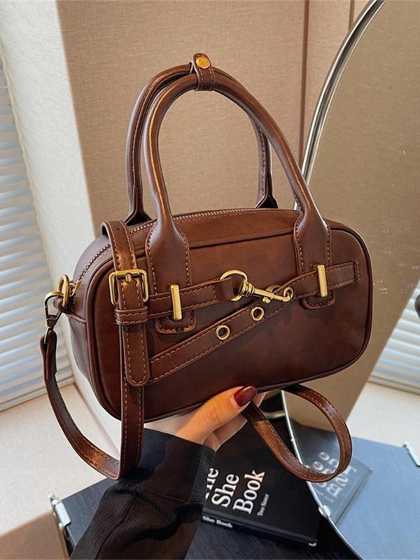 Women's Solid Color Crossbody Bag, Fashionable PU Leather Shoulder Bag for Daily Used, Casual Trendy Versatile High-quality Daily Commuting Bag