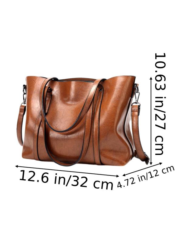 Summer New Trend Casual Plain Large Volume Tote Bag As Gift, Fashionable Pu Leather Shoulder Bag with Adjustable Strap for Work Office & Daily Used