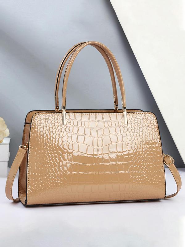 Women's Elegant Geometric Embossed Handbag, Trendy Minimalist Crossbody Bag, Chic All-match Handbag for Daily & Work Use