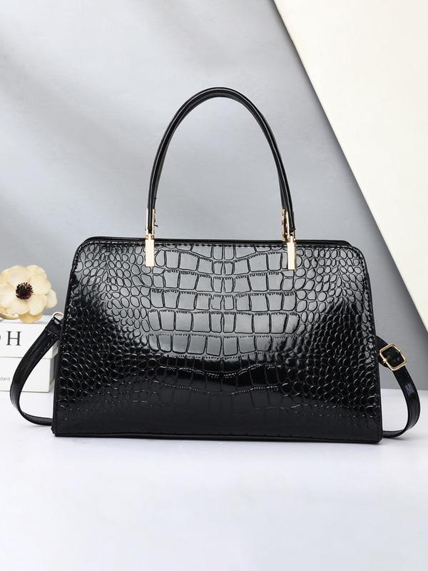 Women's Elegant Geometric Embossed Handbag, Trendy Minimalist Crossbody Bag, Chic All-match Handbag for Daily & Work Use