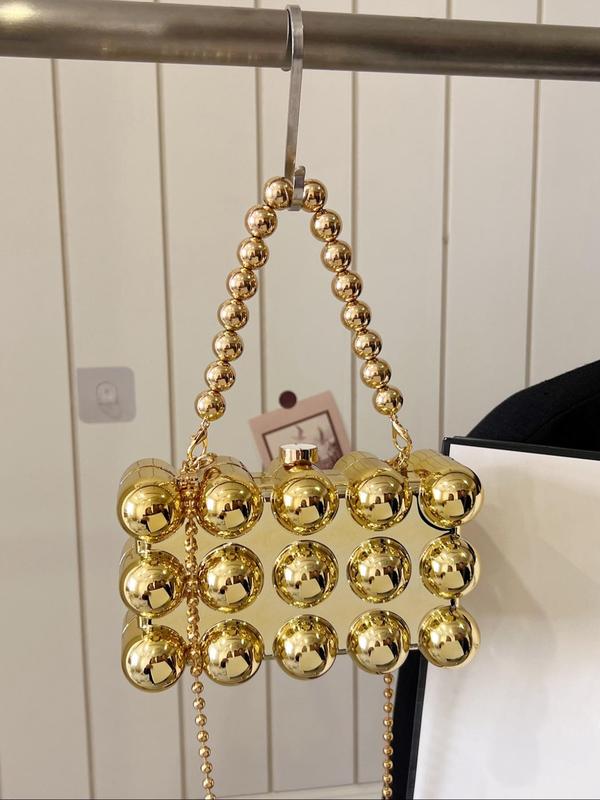 Fashionable Beaded Decorated Square Handbag, Trendy Chain Strap Crossbody Bag for Women & Girls, Trendy All-match & Exquisite Bag for Birthday Gift