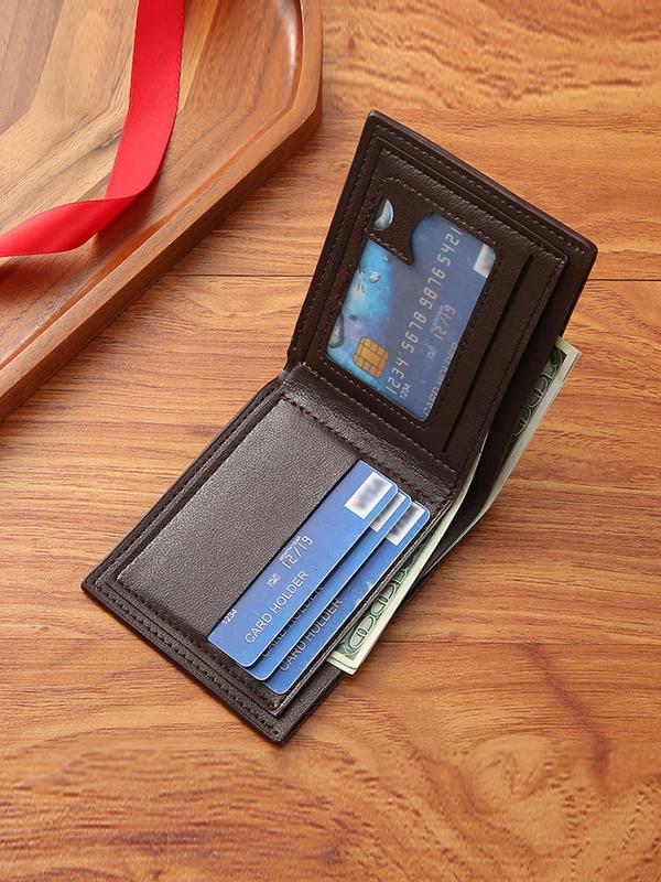 Men's Business Minimalist Short Wallet As Gift, Summer Trendy All-match Pu Leather Bifold Wallet, Classic Card Holder As Gift for Boyfriend & Father