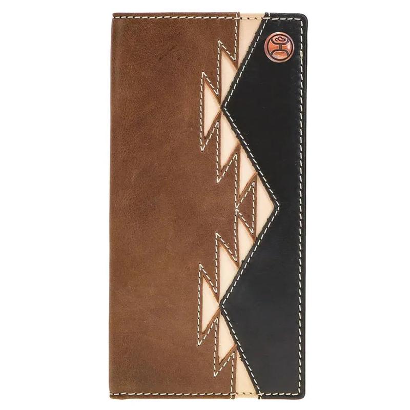 HOOey Aztec Inlay with Logo Rivet (Brown Black) - Men's Rodeo Wallet