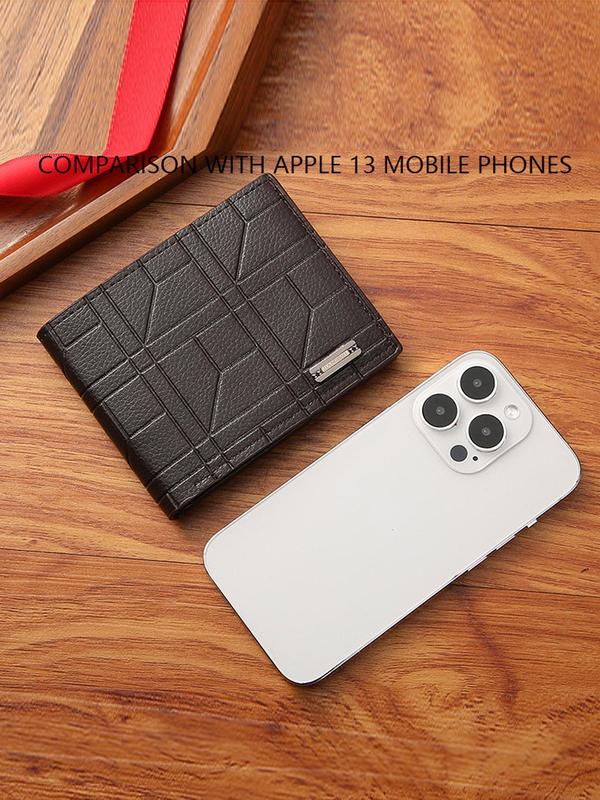 Men's Business Minimalist Short Wallet As Gift, Summer Trendy All-match Pu Leather Bifold Wallet, Classic Card Holder As Gift for Boyfriend & Father