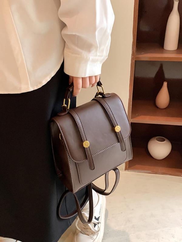 Women's Fashion Solid Color Backpack, Casual PU Leather Zipper Backpack, Trendy Versatile High-quality Daily Commuting Bag, Girl Fashionable Shopping Bag