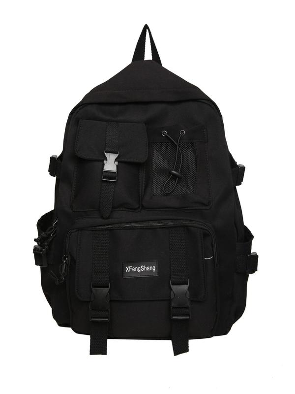 Casual Large Capacity Multi-pocket Travel Backpack, Simple Zipper Letter Patched Backpack for Men & Women, Minimalist All-match Backpack for Daily Life & Work
