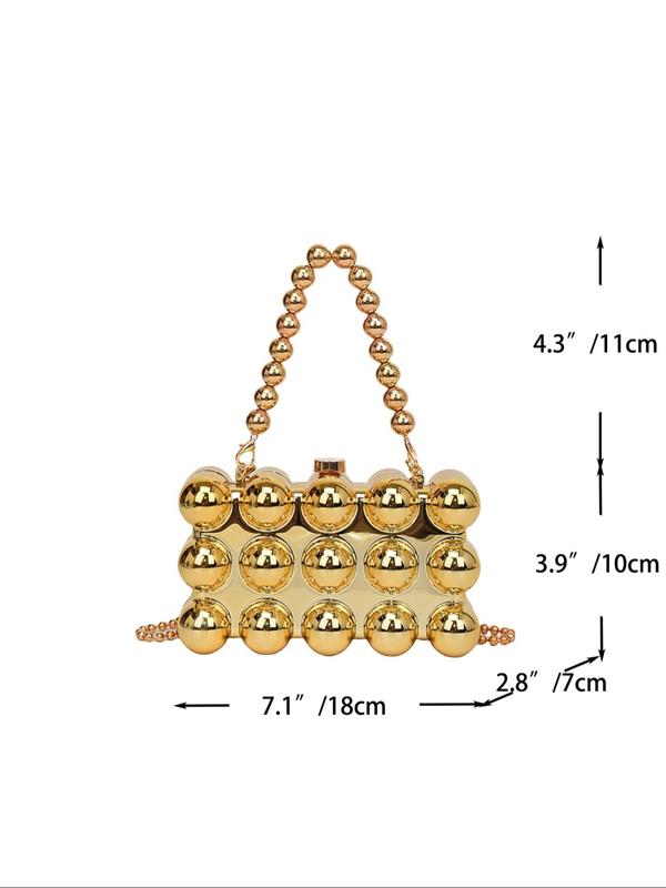 Fashionable Beaded Decorated Square Handbag, Trendy Chain Strap Crossbody Bag for Women & Girls, Trendy All-match & Exquisite Bag for Birthday Gift