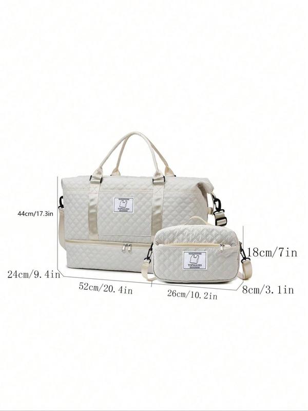 Large Capacity Travel Bag, Fashionable Patched Quilted Design Duffel Bag, Casual Style Single Shoulder Travel Bag, Suitable for Work, Business Trips, Outings, and Tourism