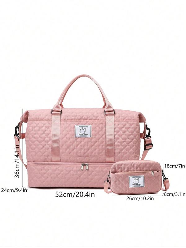 Large Capacity Travel Bag, Fashionable Patched Quilted Design Duffel Bag, Casual Style Single Shoulder Travel Bag, Suitable for Work, Business Trips, Outings, and Tourism