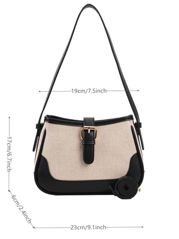 Women's Fashionable Colorblock Crossbody Bag, Casual PU Leather Shoulder Bag With Adjustable Strap For Daily Used