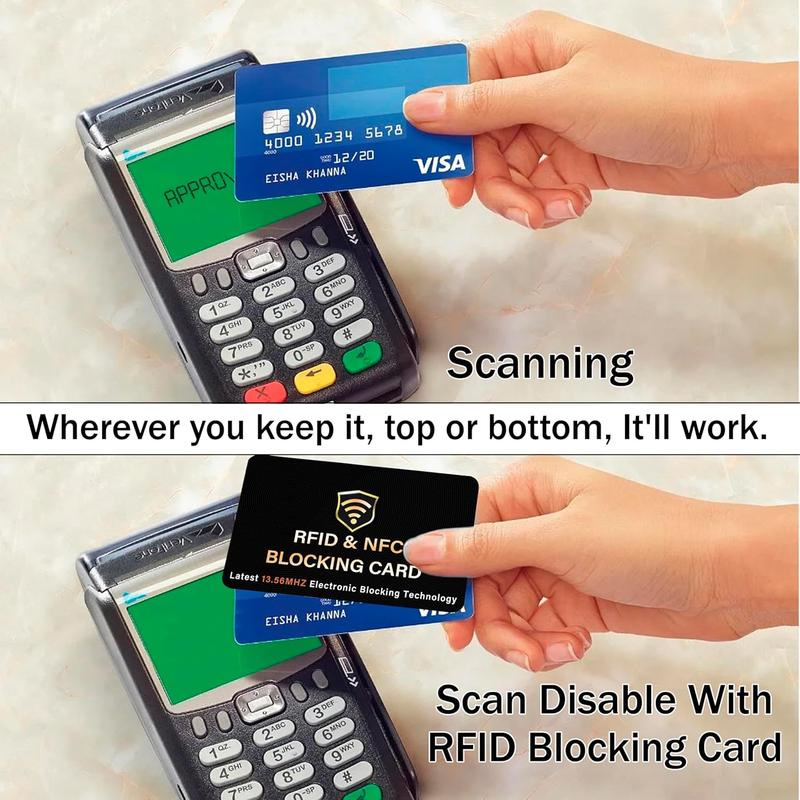 2 Pack RFID Blocking Card, One Card Protects Entire Wallet Purse, NFC Contactless  Deb Cred Card Protector ID ATM Guard Card Blocker(Black)