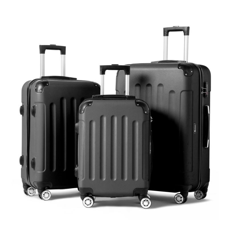 Zimtown Hardside Lightweight Spinner 3-Piece Luggage Set Black with TSA Lock, 3-Piece Luggage Set, 360 Degree Spinner Wheeled Luggage, Sturdy Travel Luggage, Zippered Luggage, Waterproof Luggage, Business Suitcase