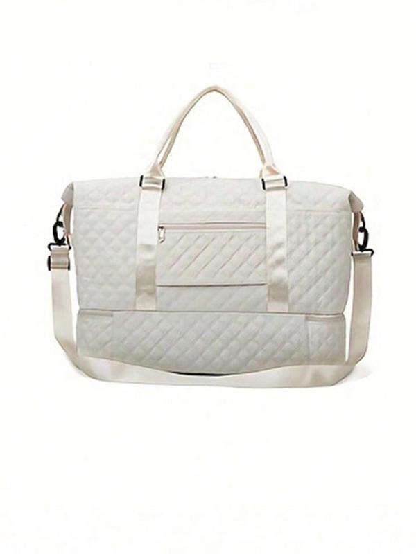 Large Capacity Travel Bag, Fashionable Patched Quilted Design Duffel Bag, Casual Style Single Shoulder Travel Bag, Suitable for Work, Business Trips, Outings, and Tourism