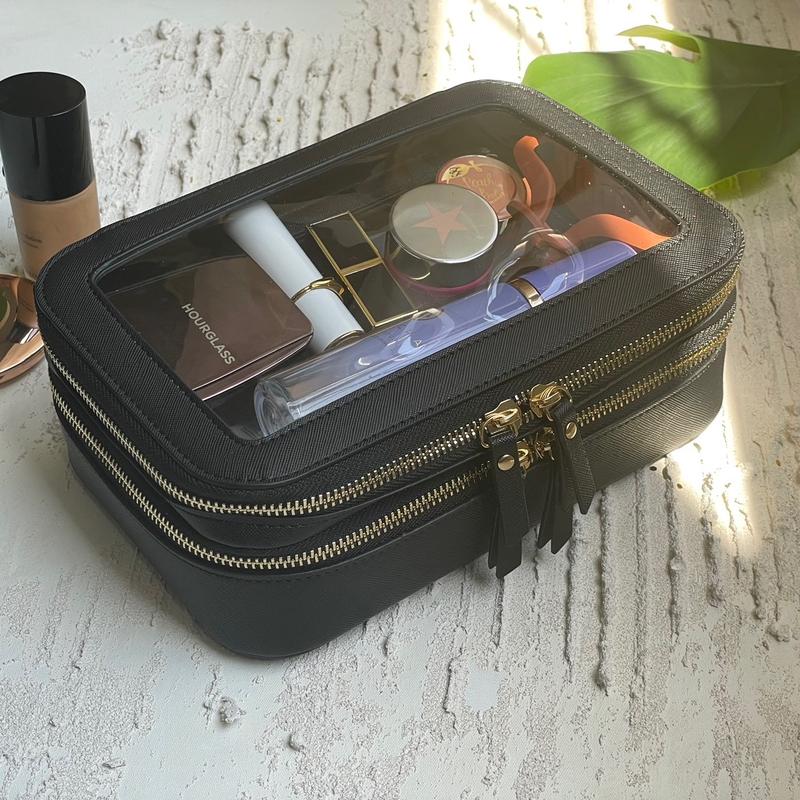 Clear Makeup Bag , Cosmetic Train Case, Make up Organizer, Multipurpose Travel Case Transparent Transparent Transparent